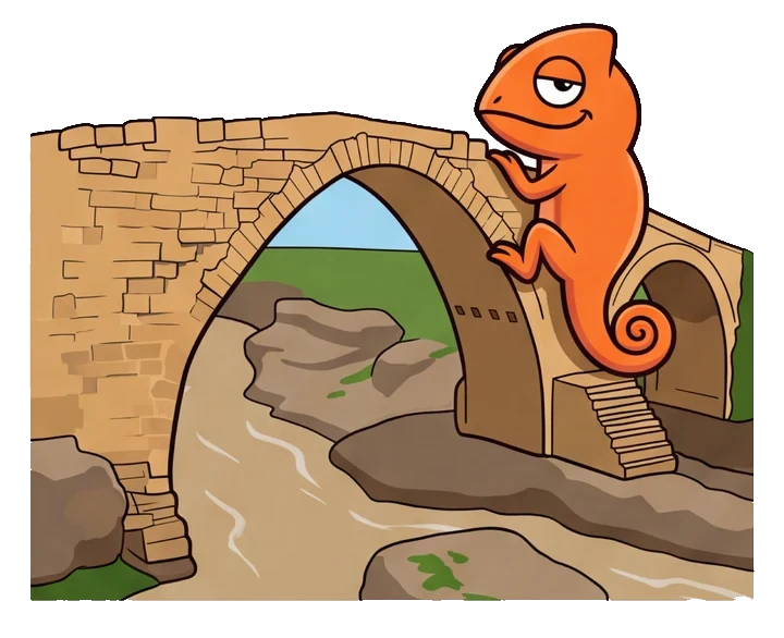 The Contigo chameleon on Delal Bridge in Zakho