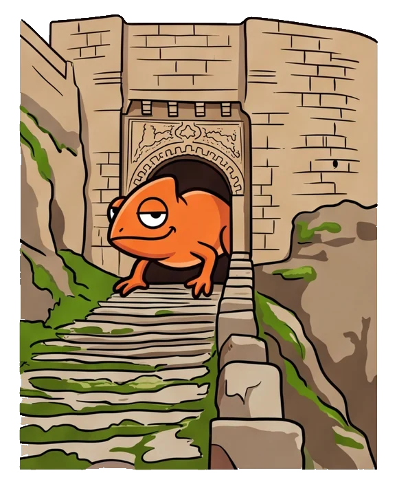 The Contigo chameleon at the old city gate